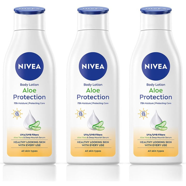 Nivea Set Of 3 Aloe Protection Deep Moisture Serum Body Lotion SPF 15 - 200ml Each
