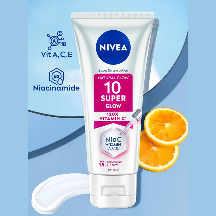 Nivea Super 10 Glow Serum Body Lotion 120X Vitamin C Niacinamide SPF15 Glowing Skin 170ml