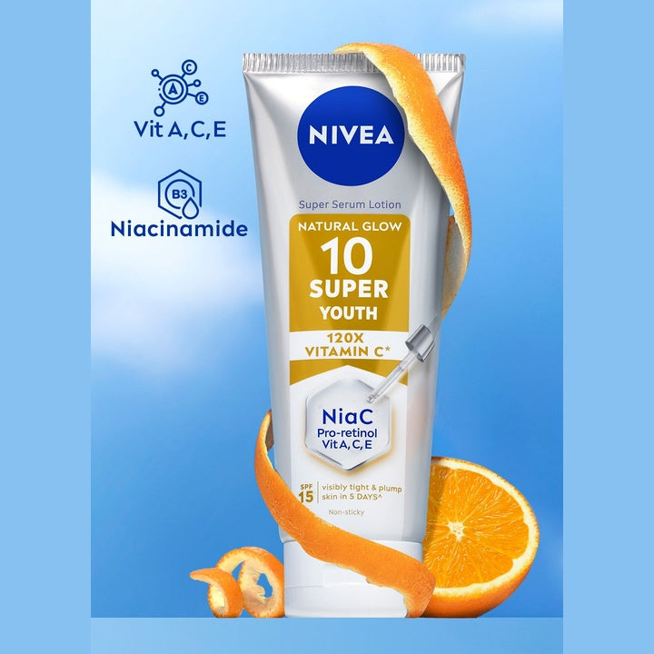 Nivea Super 10 Youth Serum Body Lotion Retinol 120X Vitamin C Niacinamide SPF15 Firm 170ml