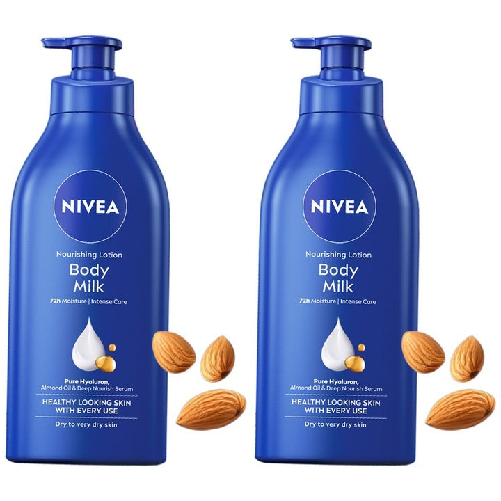 Nivea Set of 2 Body Milk Body Lotion with Pure Hyaluron & 72H Moisturization - 600 ml each