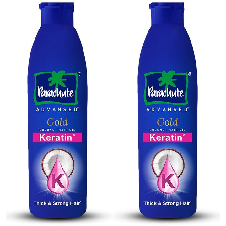 Parachute Set Of 2 Advansed Gold Keratin Coconut Hair Oil - 300ml Each