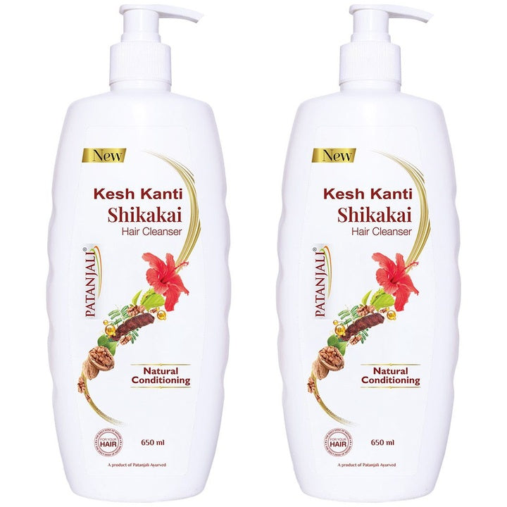 Patanjali Set Of 2 Kesh Kanti Shikakai Hair Cleanser For Natural Conditioning - 650ml Each