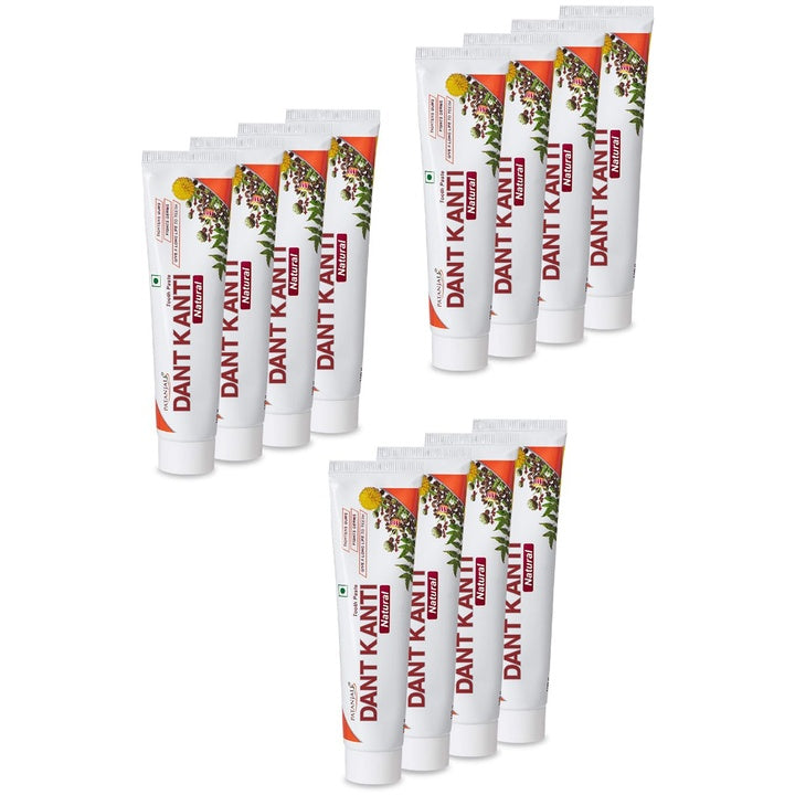 Patanjali Set of 12 Dant Kanti Natural Toothpaste for Strong Teeth & Gums - 200 g Each