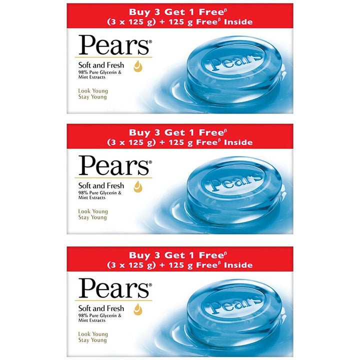 Pears Set of 3 Soft & Fresh Glow Original Glycerin Soap Bar - 125 g each