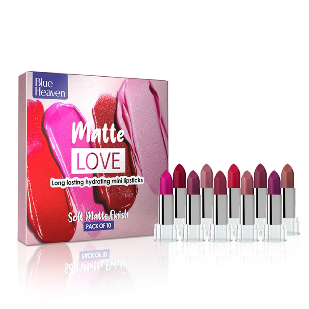 Blue Heaven Matte Love Lasting Hydrating Lipsticks - Pack Of 10 - 10 U