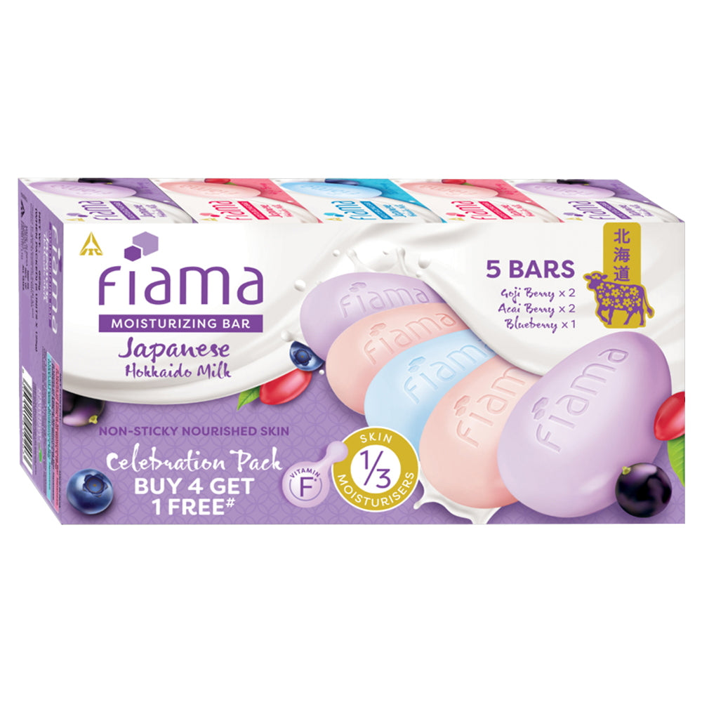 Fiama Japanese Hokkaido Milk Non Sticky Nousrished Skin Moisturizing Bar - 125 g x 5