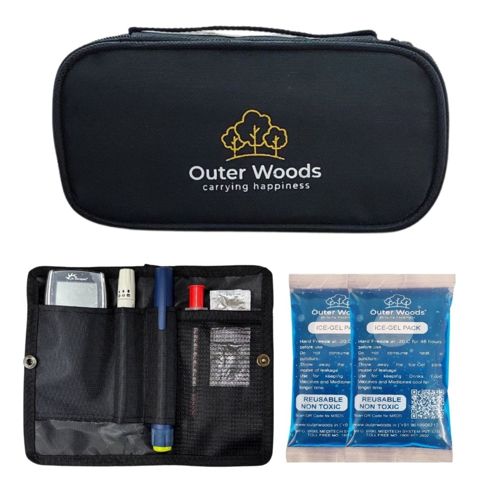 Outer Woods Insulin Cooling Travel Pouch (Black) - 300 g - 1 U
