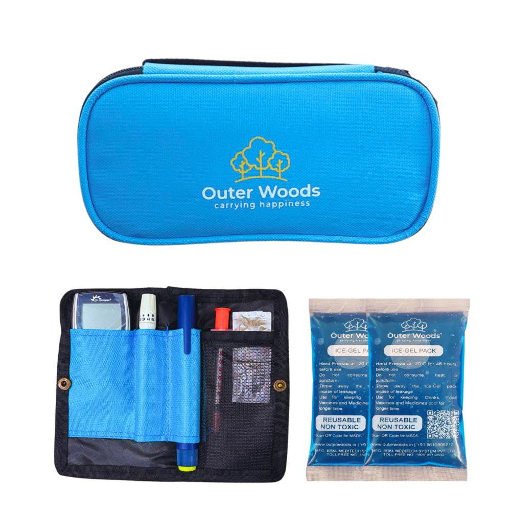 Outer Woods Insulin Cooling Travel Pouch (Sky Blue) - 300 g - 1 U
