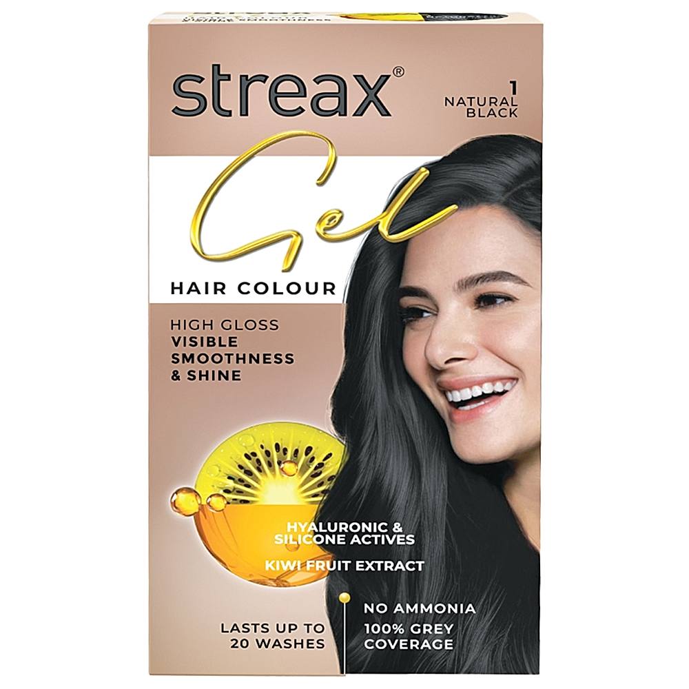 Streax Gel Hair Colour 1 Natural Black - 1 U