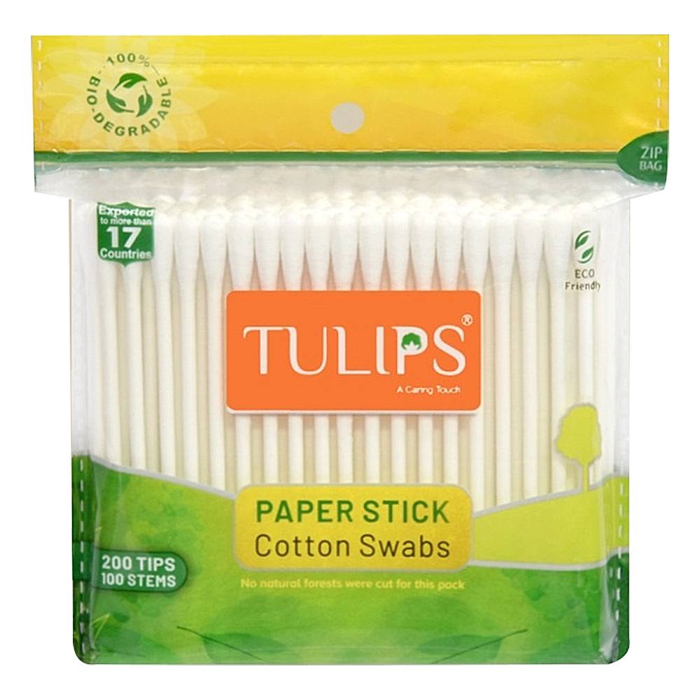 Tulips Cotton Buds - Zipper Bag - 100 U