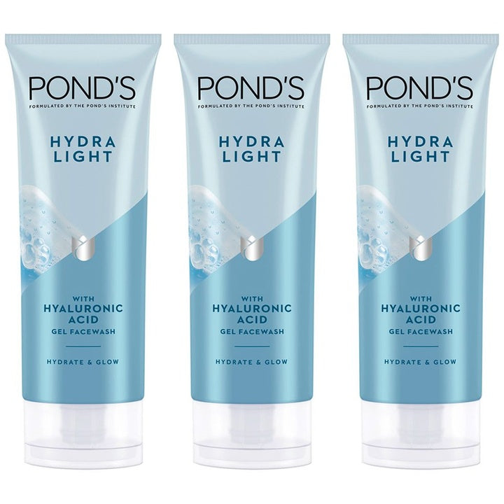 Ponds Set of 3 Hydra Light Hyaluronic Acid Hydrating Gel Face Wash - 100 g each