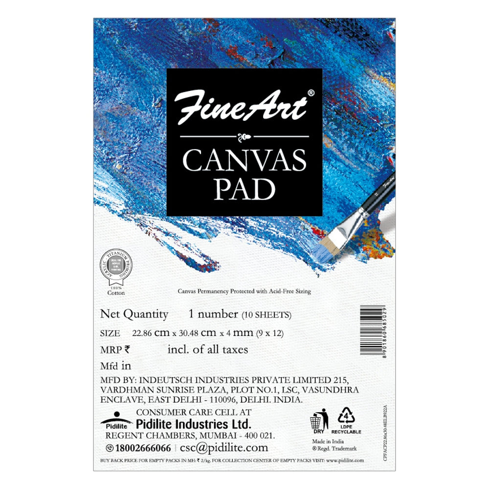Pidilite Fine Art Canvas Pad (9x12 Inches) - 9 x 12 Inches