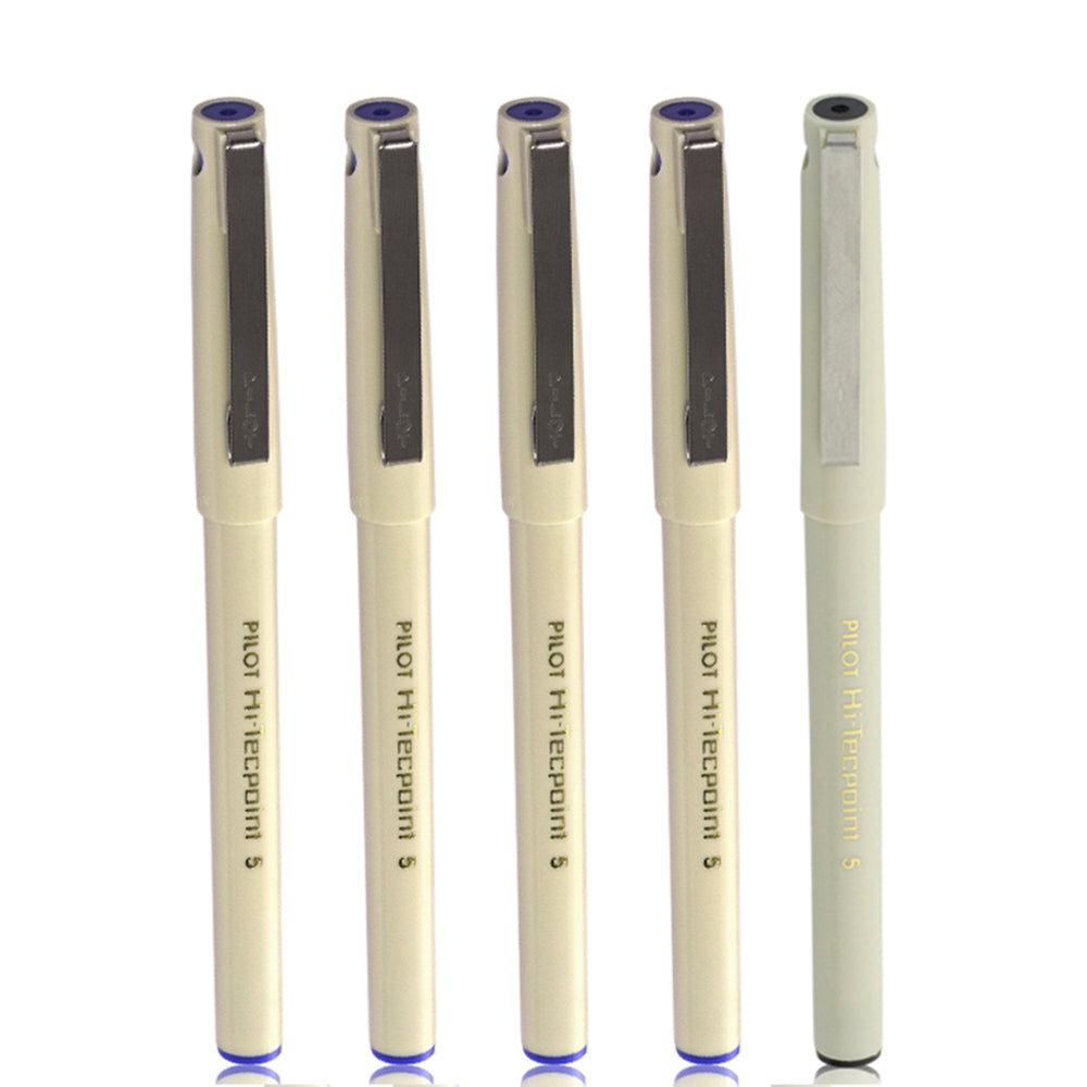 Pilot 05 Hi-tecpoint Roller Pen 4 Blue & 1 Black - Pack Of 5 - 1 Unit