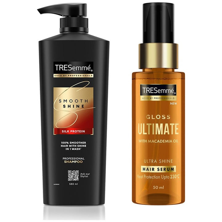 TRESemme Set of Smooth & Shine Shampoo 580ml & Gloss Ultimate Ultra Shine Hair Serum 50ml