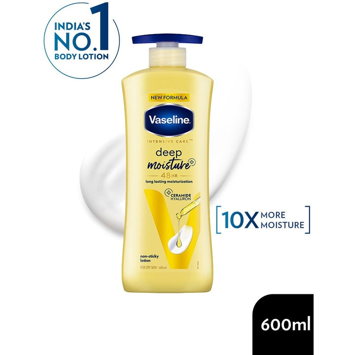 Vaseline Deep Moisture Body Lotion with Ceramide Hyaluron for 10X More Moisture - 600ml