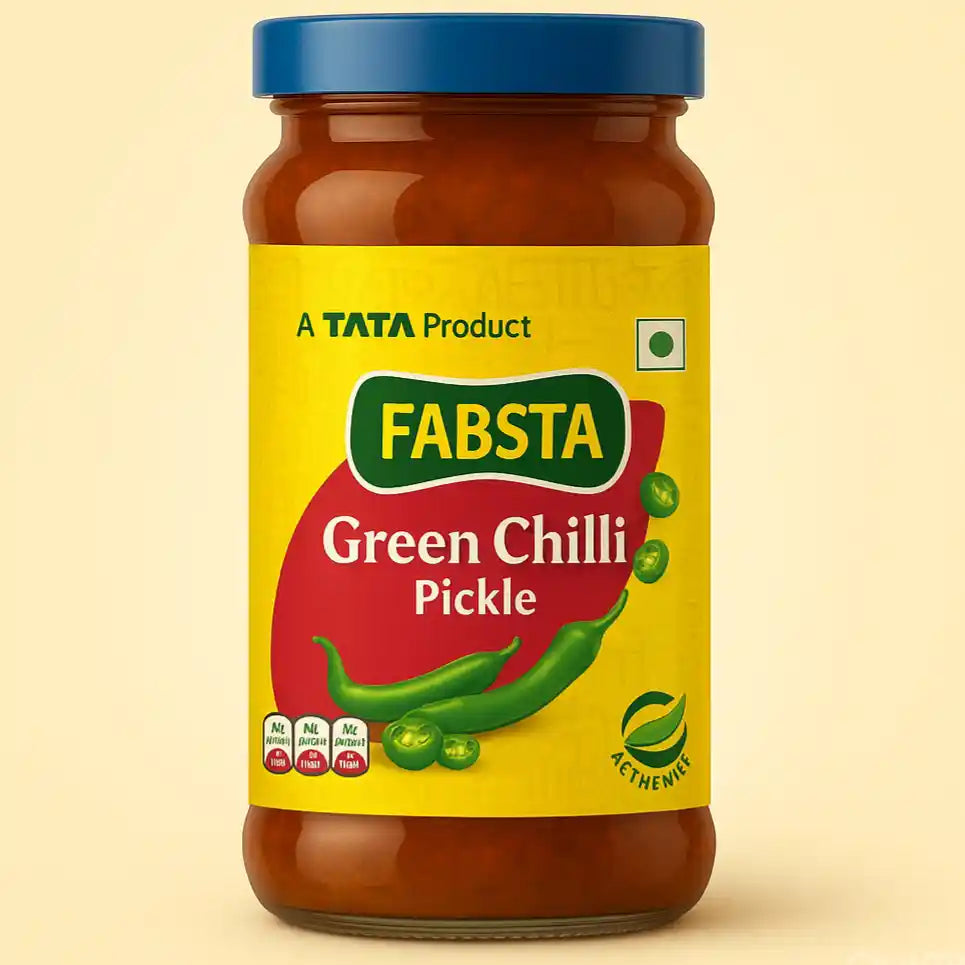 TATA Fabsta Green Chilly Pickle Bottle 300 Gm