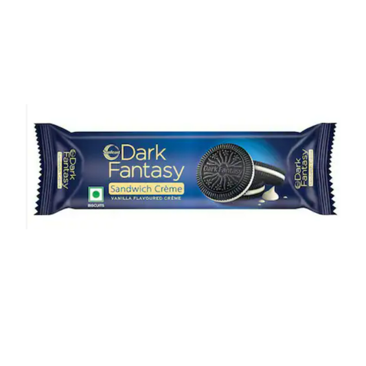 Sunfeast Dark Fantasy Vanilla Creme a Dark Crunchy Biscuit with Smooth Vanilla Creme 83 g