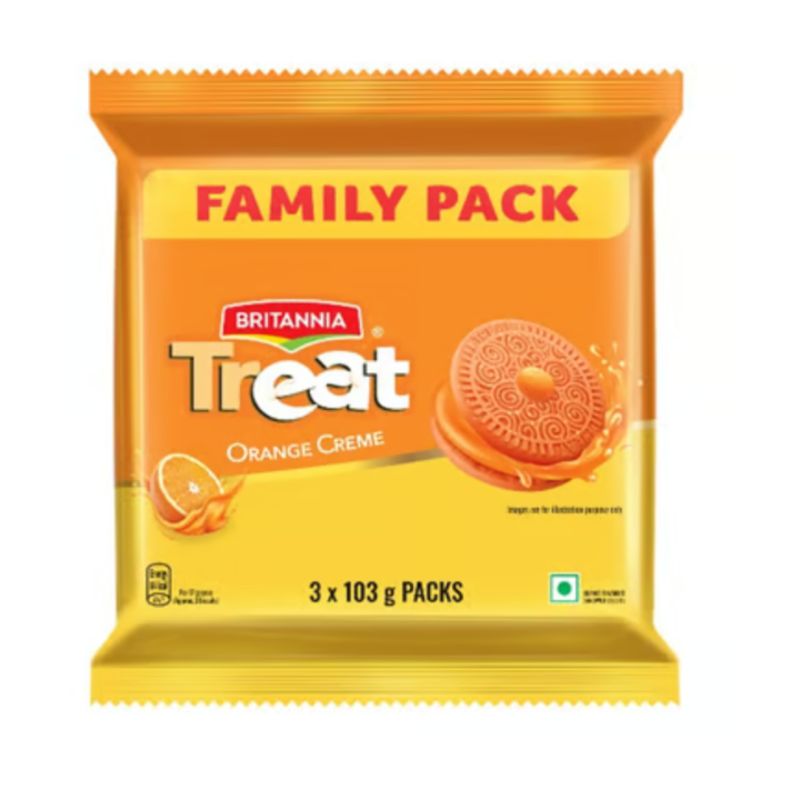 Britannia Treat Orange Cream Biscuits 3 X 103 gm