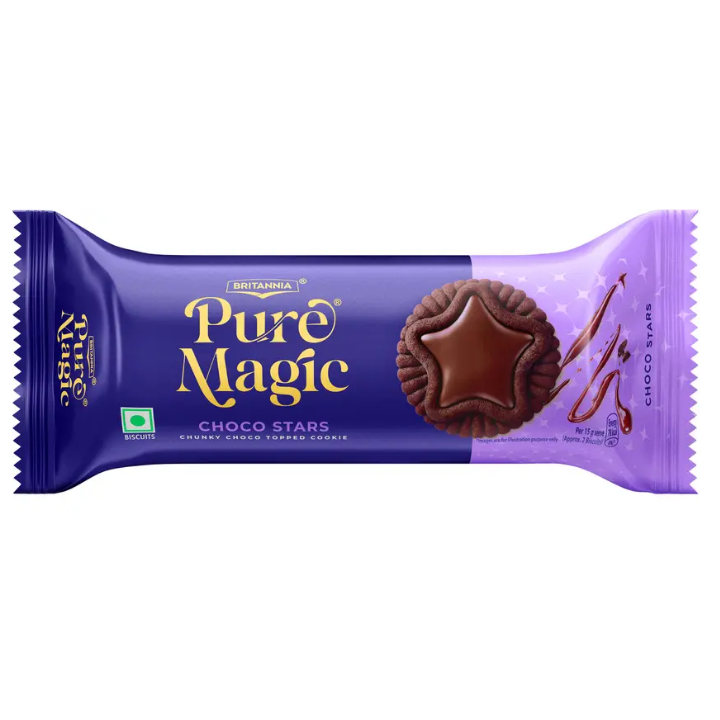 BRITANNIA Pure Magic Choco Stars Chunky Chocolate Cream Filled Biscuit  (68.9 g)