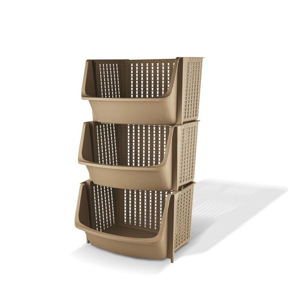 Asian Smart Multipurpose Storage Rack (Coffee Brown) - Set Of 3 - 1 U