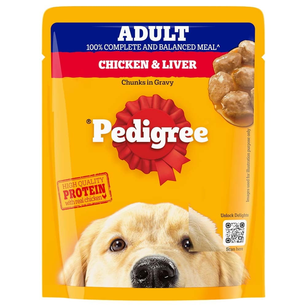 Pedigree Adult Dog Food Chicken & Liver Chunks Flavour In Gravy - 70 g
