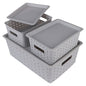 Happy Family Cannes Storage Baskets With Lid - Grey - 3 U