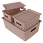 Happy Family Cannes Storage Baskets With Lid - Beige - 3 U