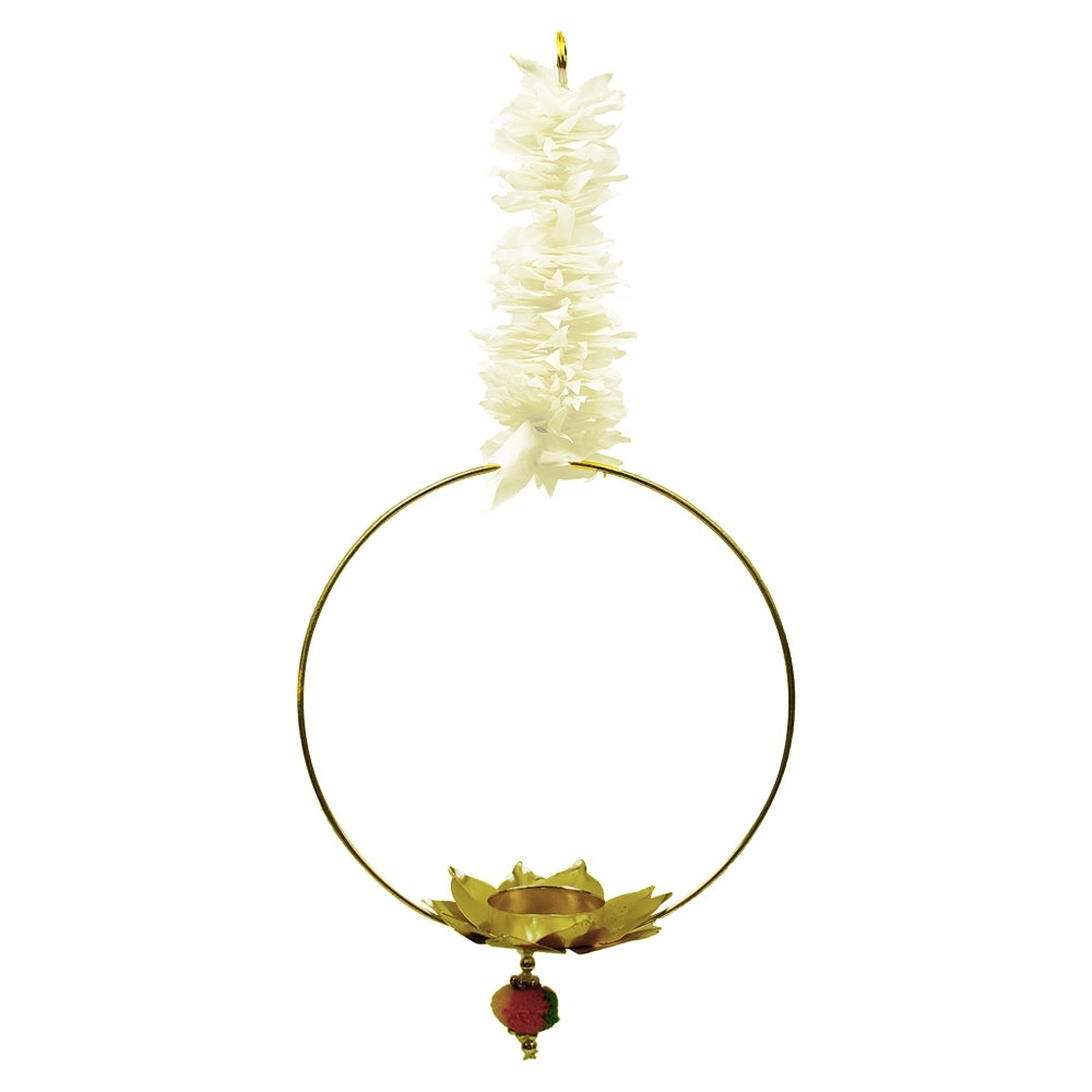 Decorative Gajra Hanging Diya 1 - White & Gold - 1 U