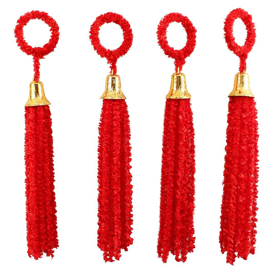 Decorative Woollen Dangler - Red - 4 U
