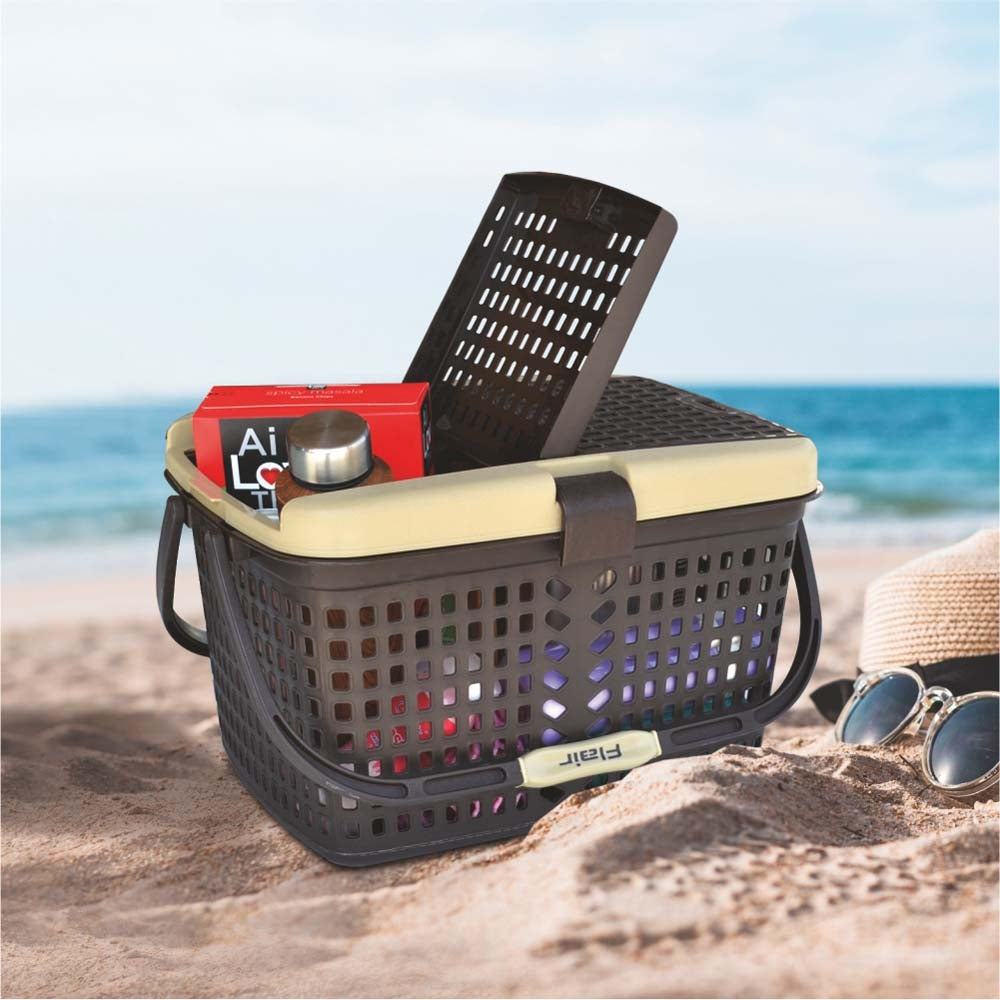 Flair Dual Carrying Multipurpose Storage Basket - Brown - 1 U