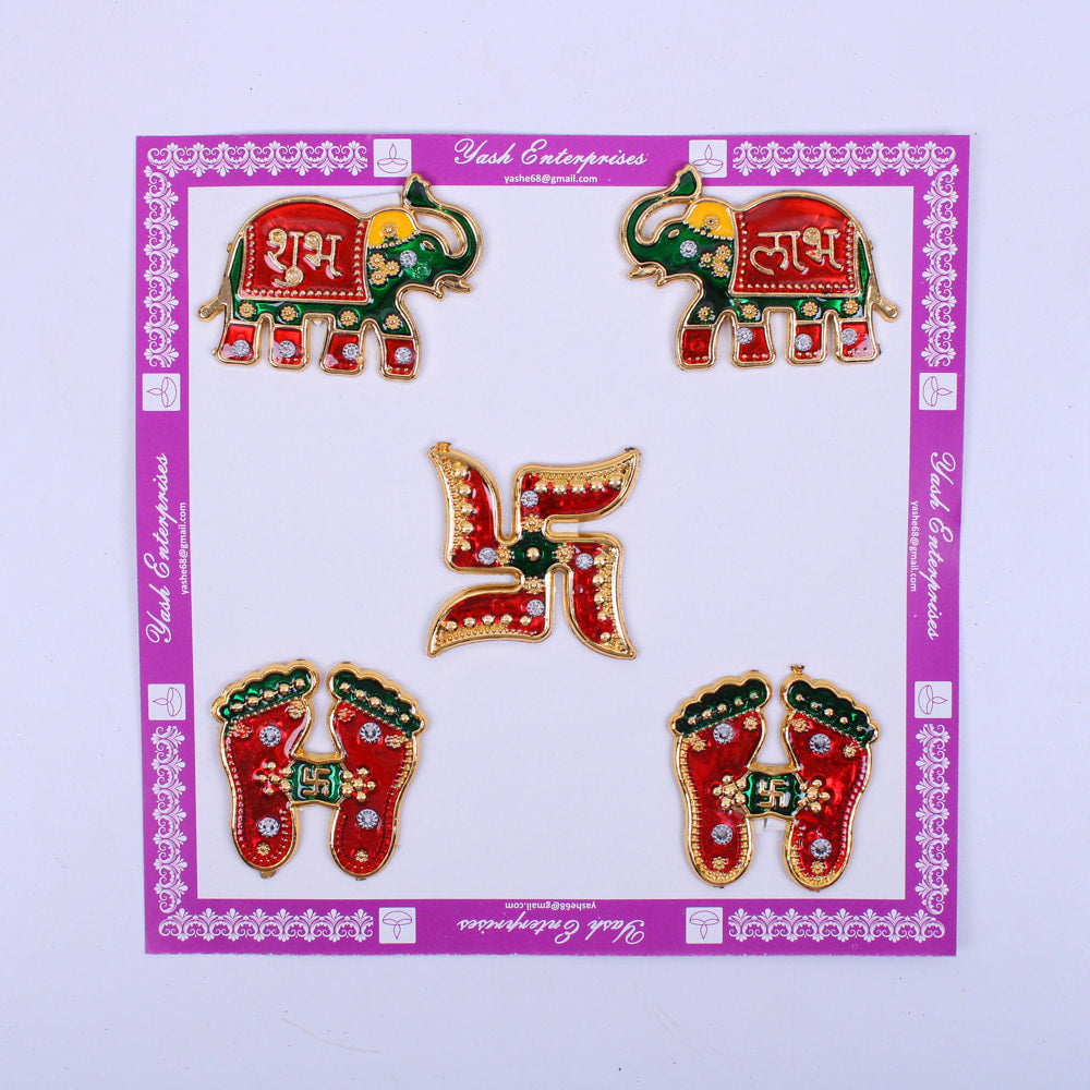 Acrylic Mina Shubh Labh Sticker D8 - 5 Pieces - 1 Unit