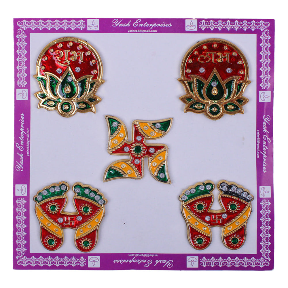Acrylic Mina Shubh Labh Sticker D9 - 5 Pieces - 1 Unit