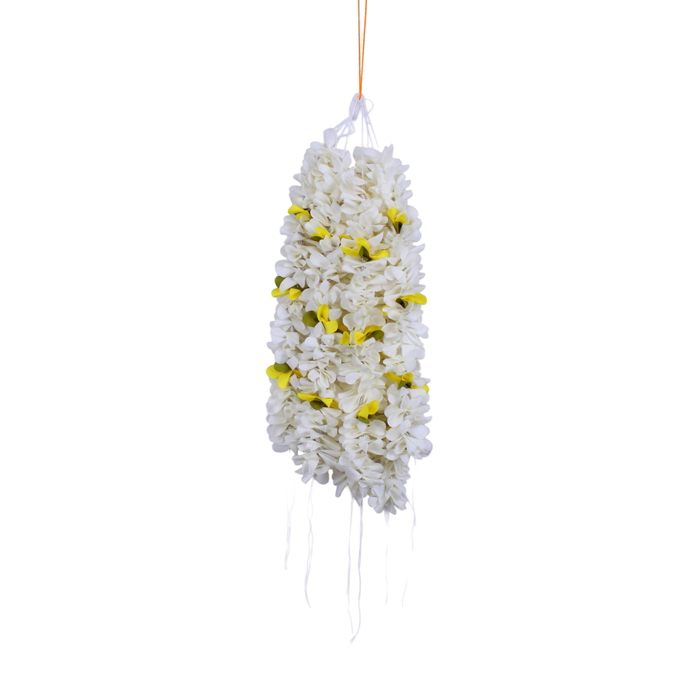 Fabric Yellow & White Hair Gajra Set Pack Of 6 - 1 Unit