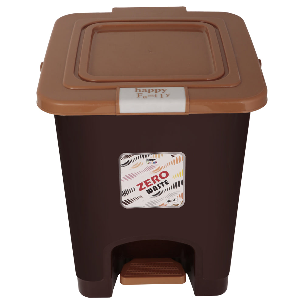 Happy Family Square Pedal Dustbin (Brown) - 15 Liter - 1 Unit