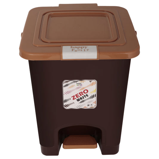 Happy Family Square Pedal Dustbin (Brown) - 15 Liter - 1 Unit