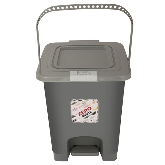 Happy Family Square Pedal Dustbin (Grey) - 15 Liter - 1 Unit