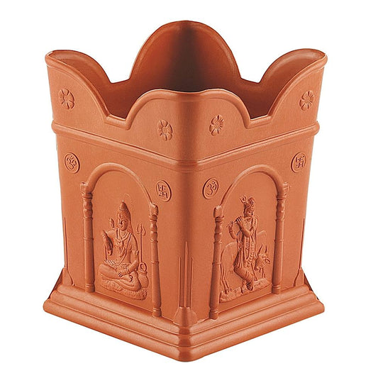 Rajesh Small Square Tulsi Pot - Brown - 1 U