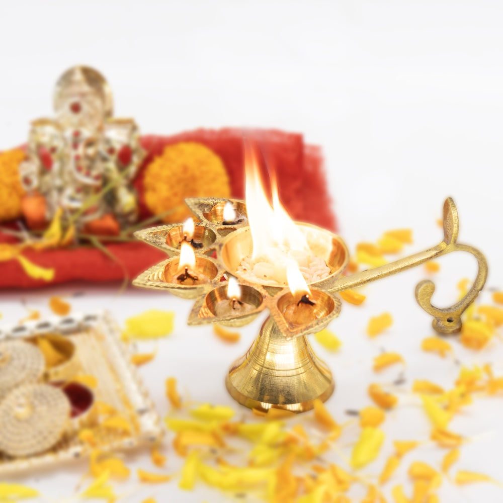 Brass Panch Aarti Diya - 1 U