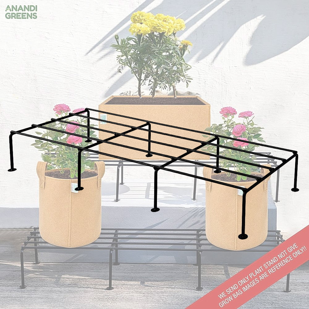 Anandi Green's Rectangular Iron Planter Stand - Black - 1 U