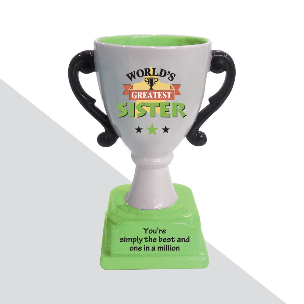 Archies Ceramic Trophy For World's Greatest Sister (Green) - 1 U