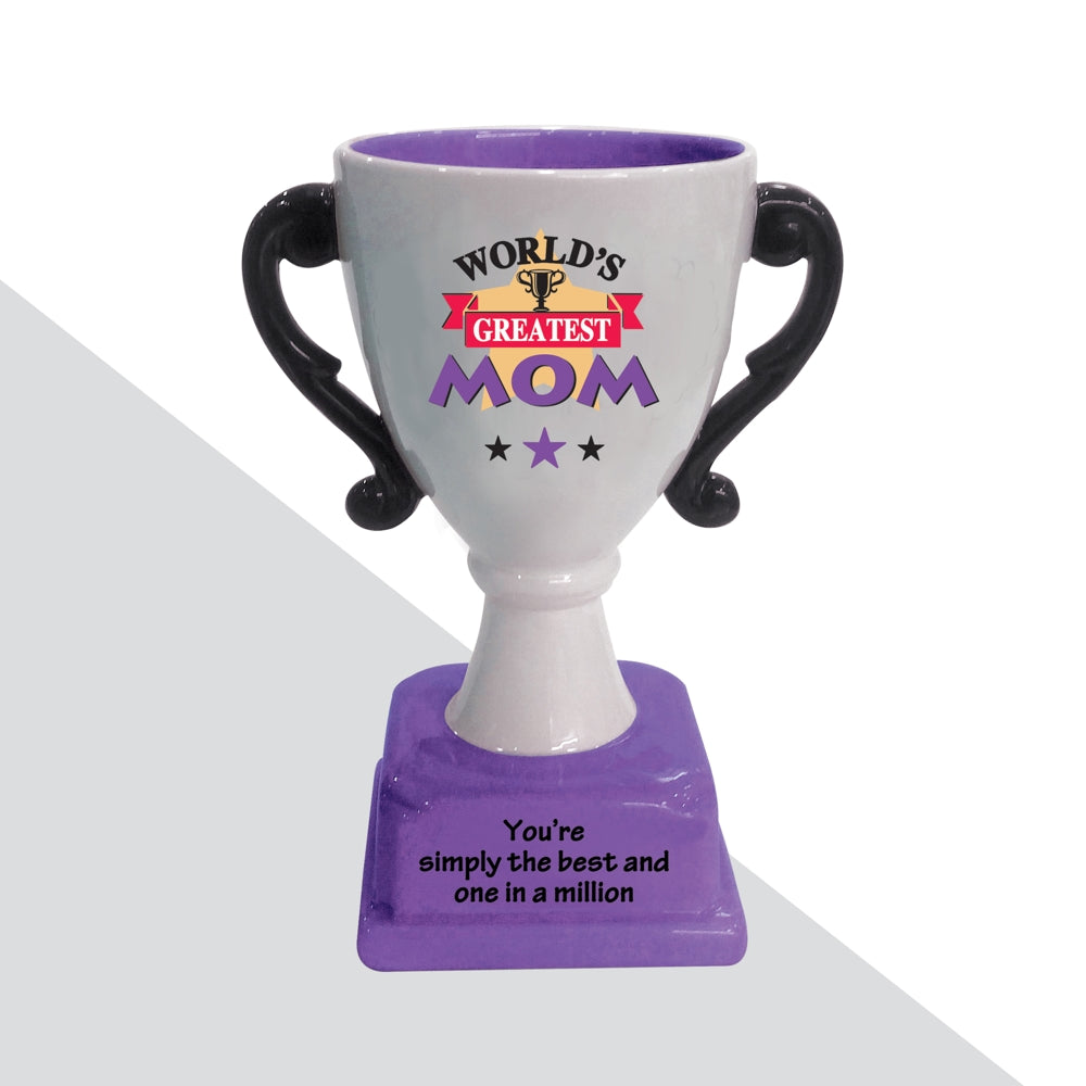Archies Ceramic Trophy For World's Greatest Mom (Purple) - 1 U