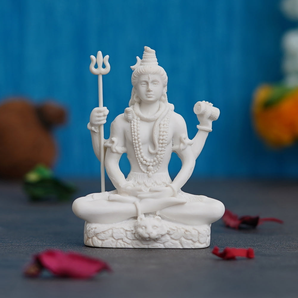 eCraftIndia White Resin Meditating Lord Shiva Statue - 1 Unit