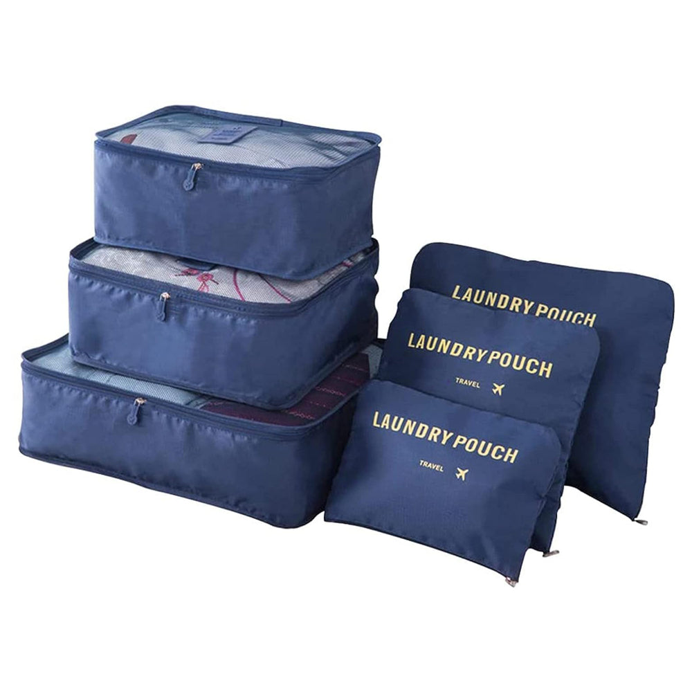 JB Home Travel Storage Clothes Organiser Pouch (Set of 6) - Blue - 1 U