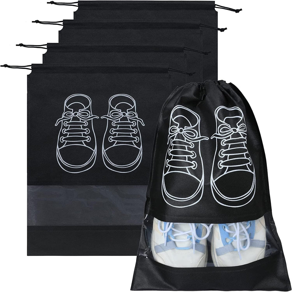 JB Home Travel Shoe Organiser Pouch (Set of 4) - Black - 1 U