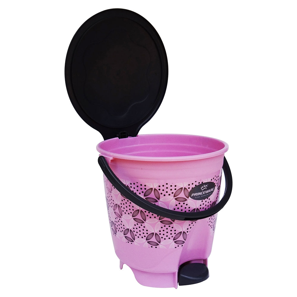 Princeware Wave Round Plastic Pedal Dustbin - Pink - 12 L