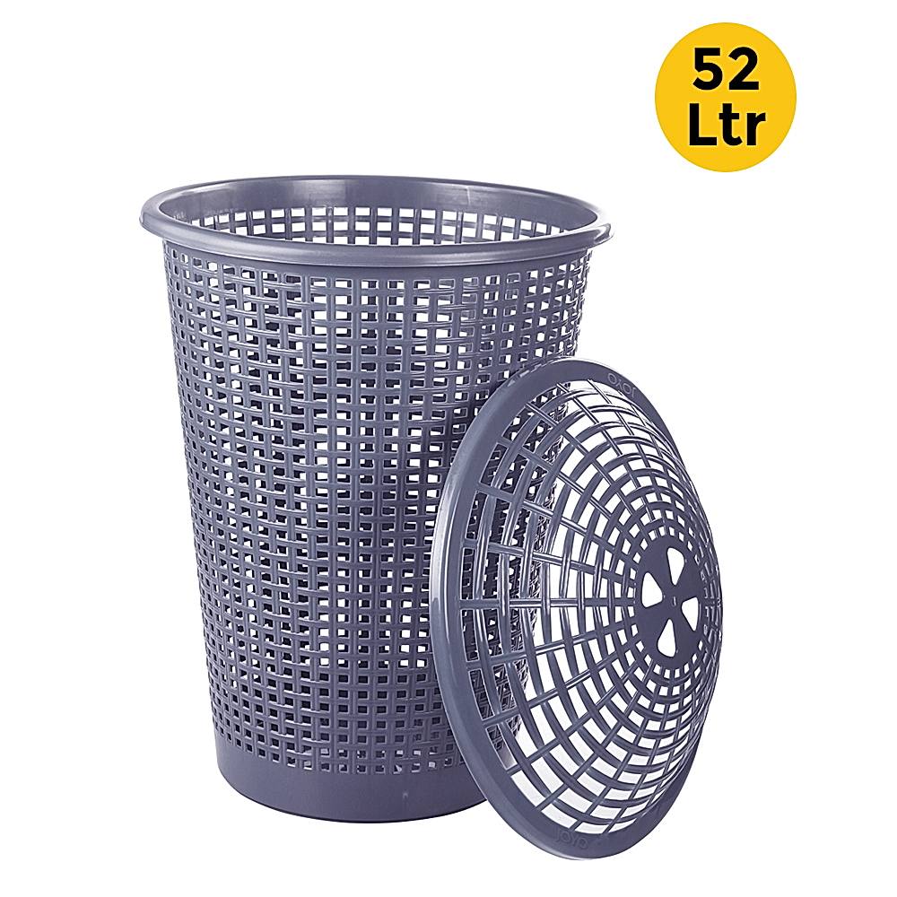 Joyo Plastic Cane Laundry Basket (Dark Grey) - 52 L - 1 U