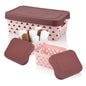 Asian Multi Star Rectangular Basket With Lid (Pastel Pink) 3 Piece - 1 U