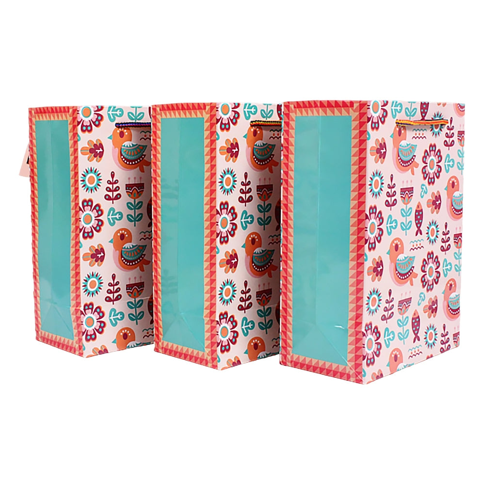 Archies Madhubani Fish & Sparrow Design Printed Paper Gift Bag (Small) - 3 U