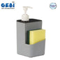 Gebi Liquid Soap Dispenser With Scrubber for Dishwash (Grey) - 1 U