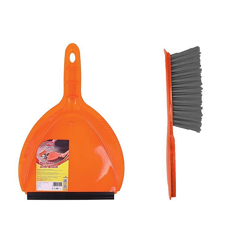 Chakaachak Home Cleaning Dustpan With Brush - Orange - 1 Unit